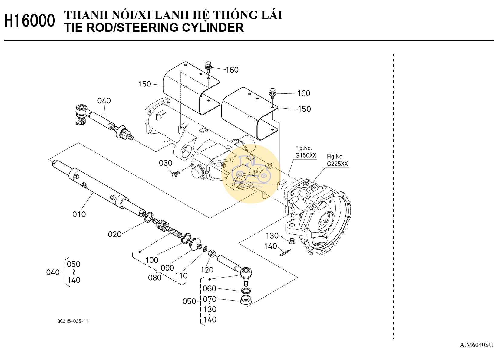 Thanh nối xylanh hệ thống lái